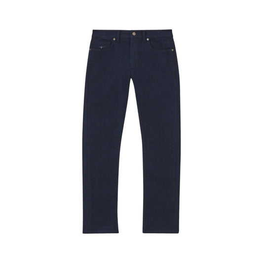 Navy blue jeans on a white background