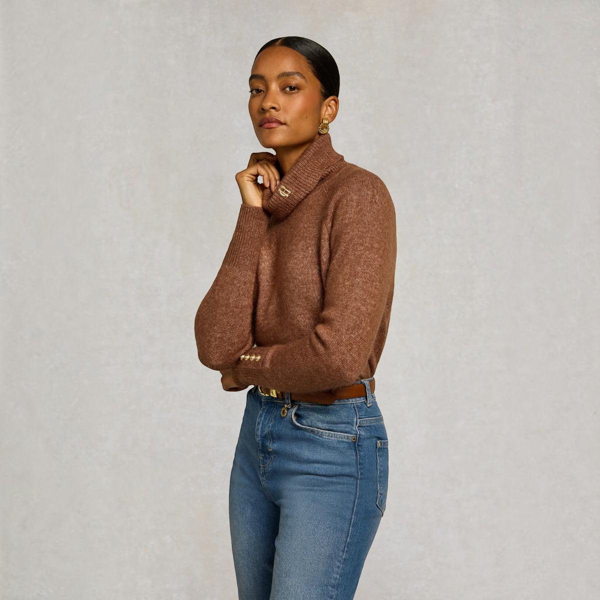 Holland Cooper Tori Roll Neck Knit Latte