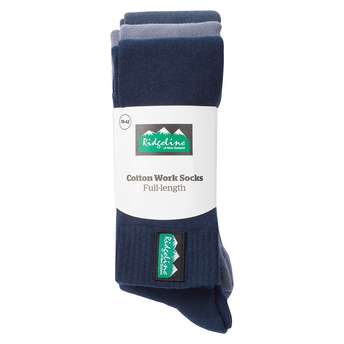 Ridgeline Cotton Work Socks Full Length Navy Multi