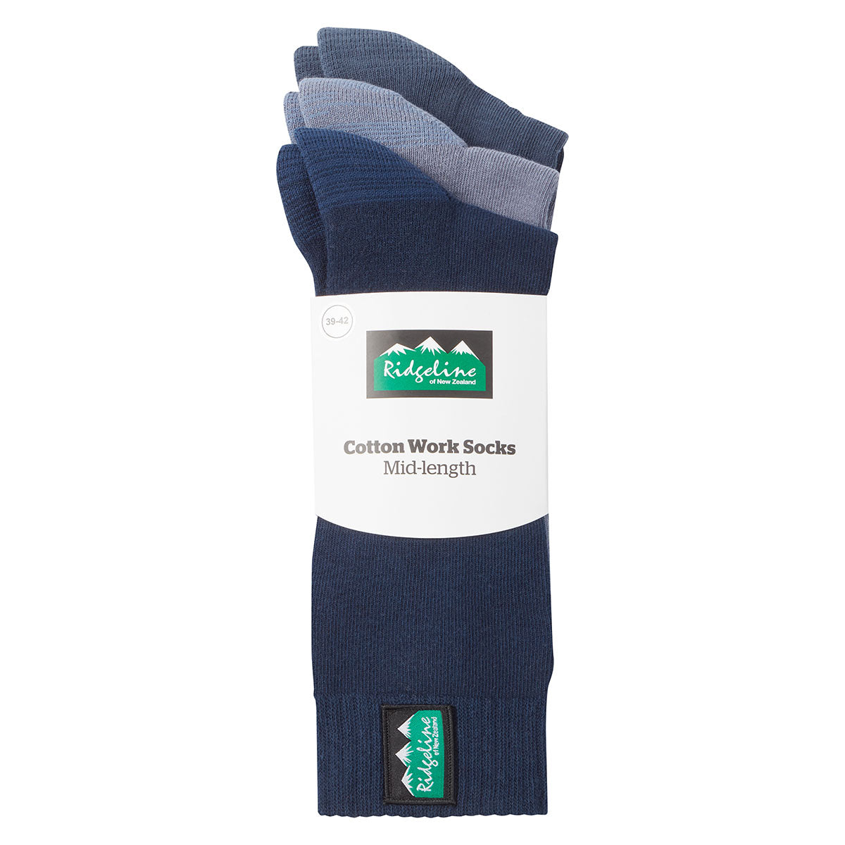 Ridgeline Cotton Work Sock Mid Length Navy Multi