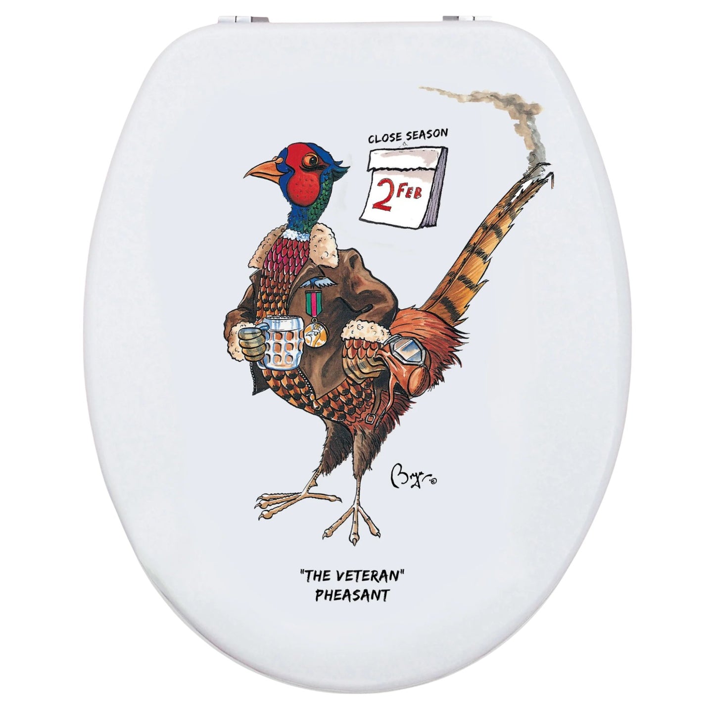 Loo Prints Bryn Parry Veteran Pheasant Toilet Seat Lid View