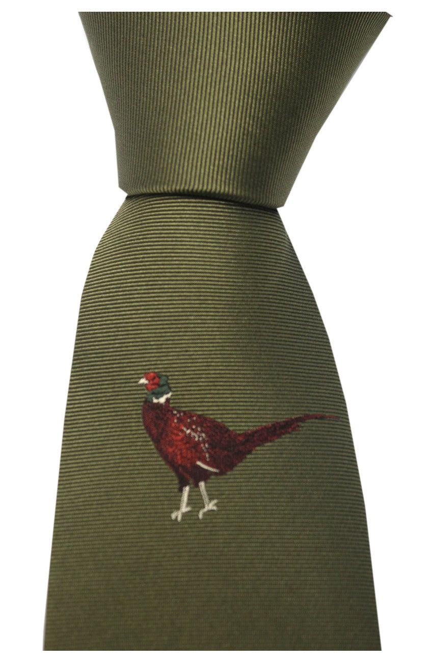 Soprano Country Tie Single Pheasant On Green