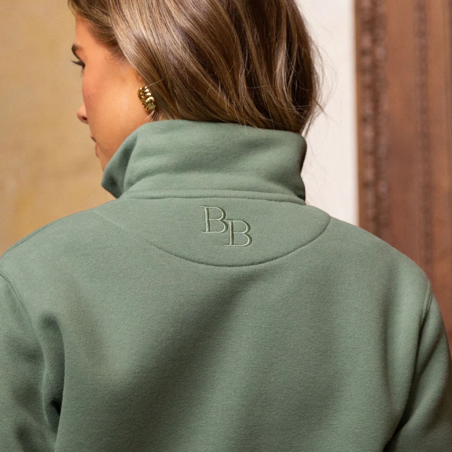 Beaumont & Bear Kingswear Unisex Quarter Zip Sweatshirt Fern