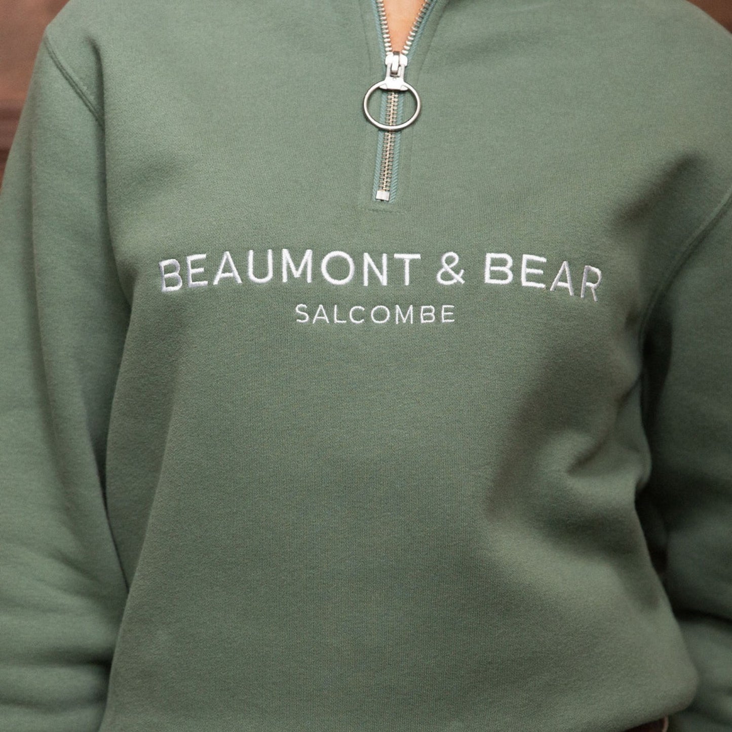 Beaumont & Bear Kingswear Unisex Quarter Zip Sweatshirt Fern