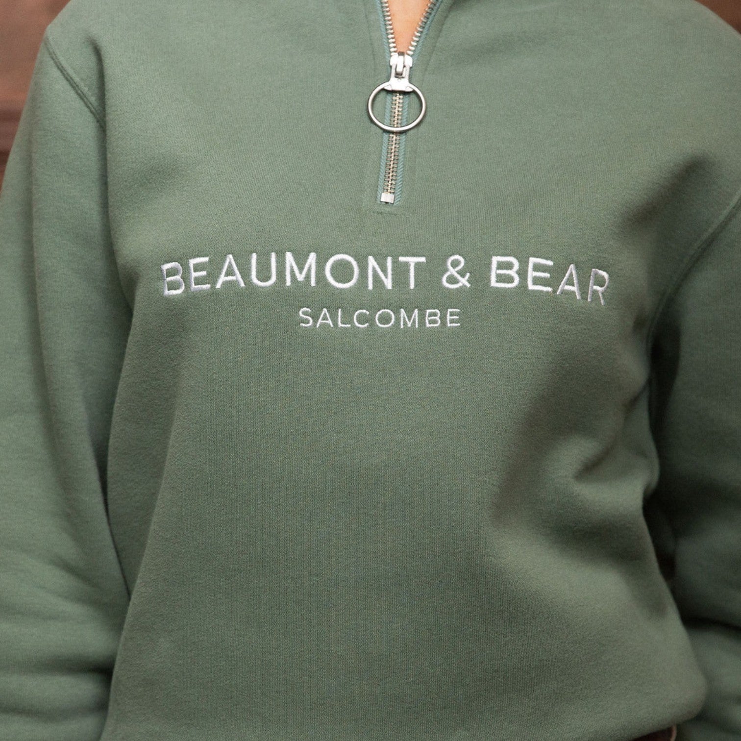 Beaumont & Bear Kingswear Unisex Quarter Zip Sweatshirt Fern