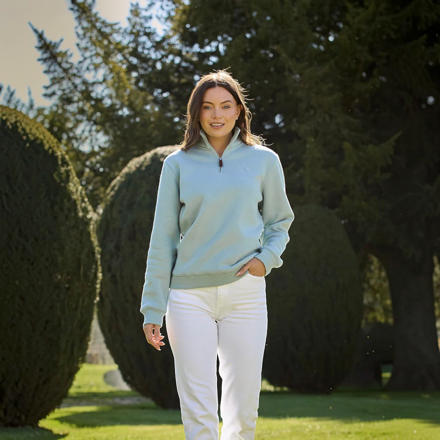 Beaumont & Bear 1/4 Zip Sweatshirt Duck egg blue