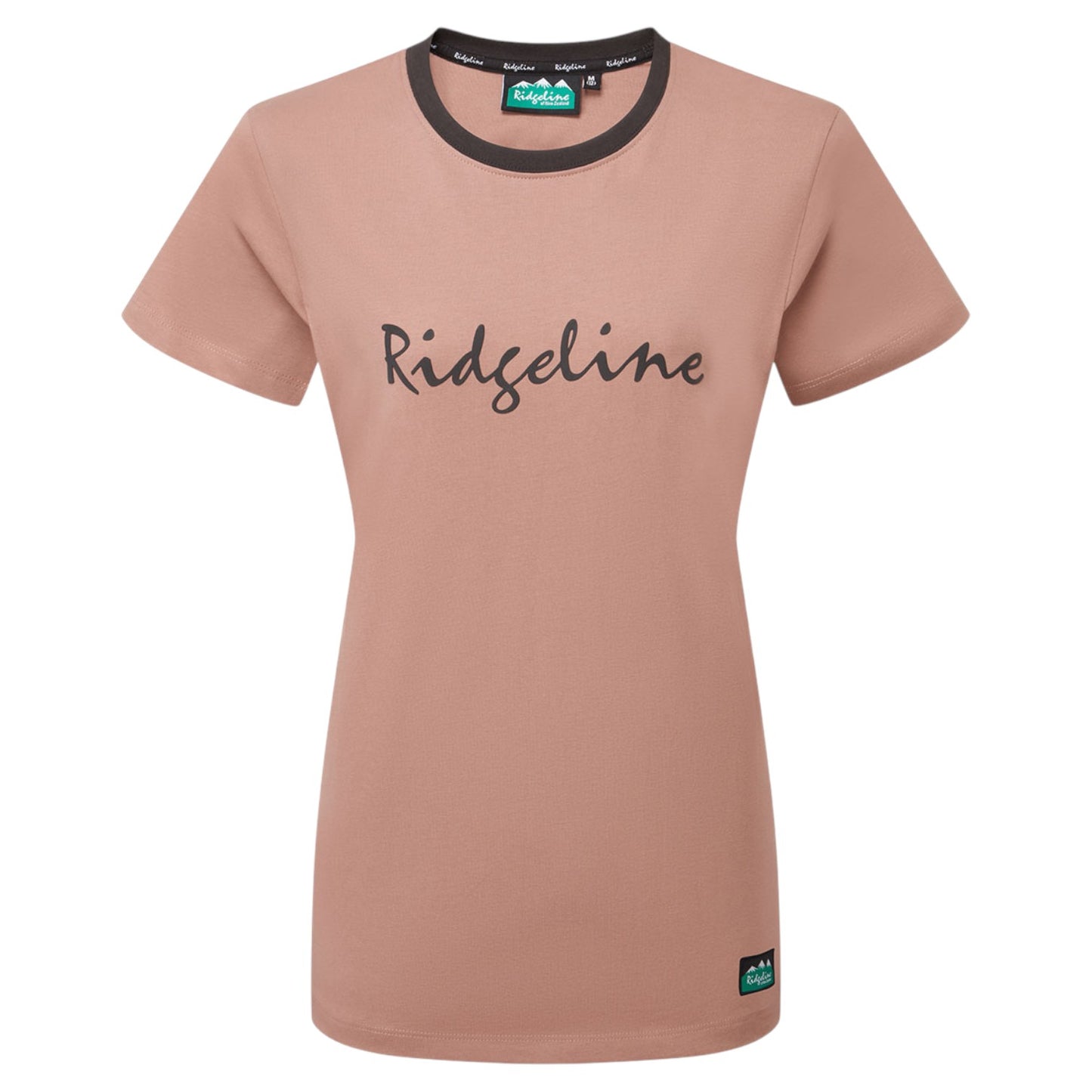 Pink t-shirt with 'Ridgeline' branding on a white background