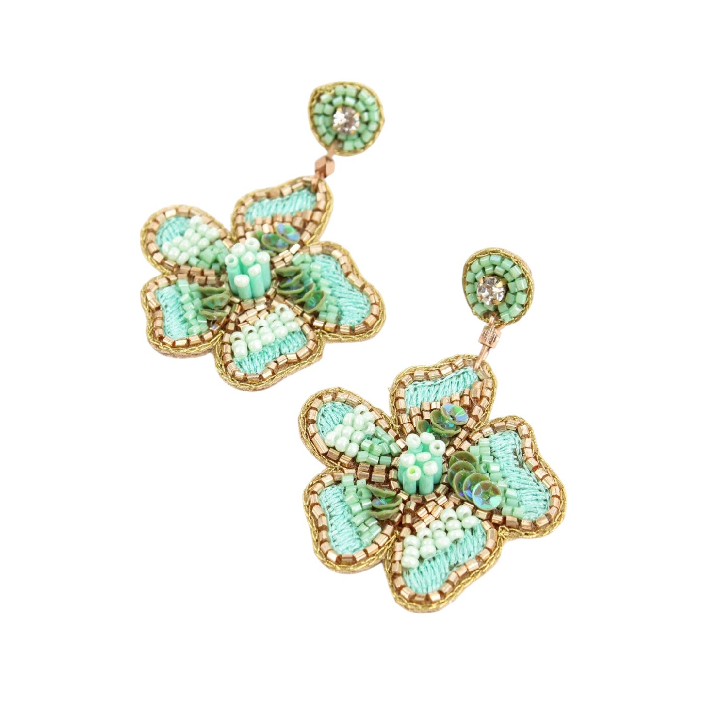 Mint Flower Earring
