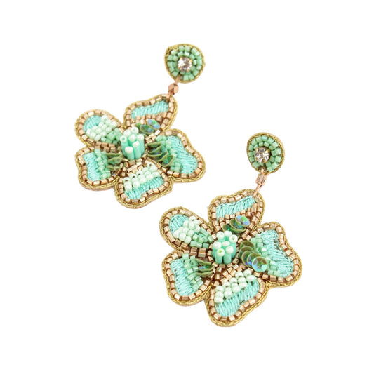 Mint Flower Earring