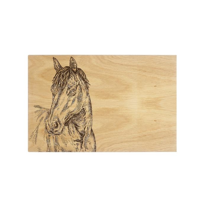 Oak Serving Board - 30cm Horse Portrait