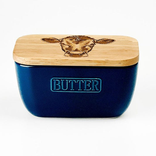 Blue Butter Dish - Jersey Cow