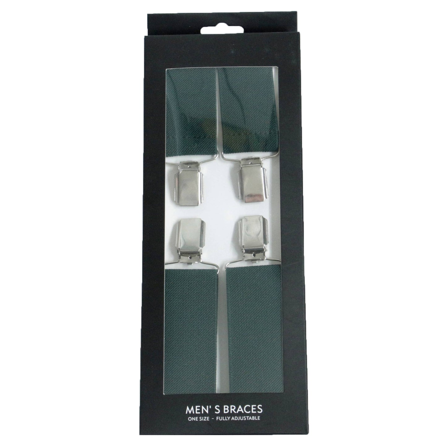 Bottle Green 35mm Silver Clip Braces CN