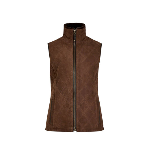 Dubarry Ballyhale Quilted Suede Gilet Walnut
