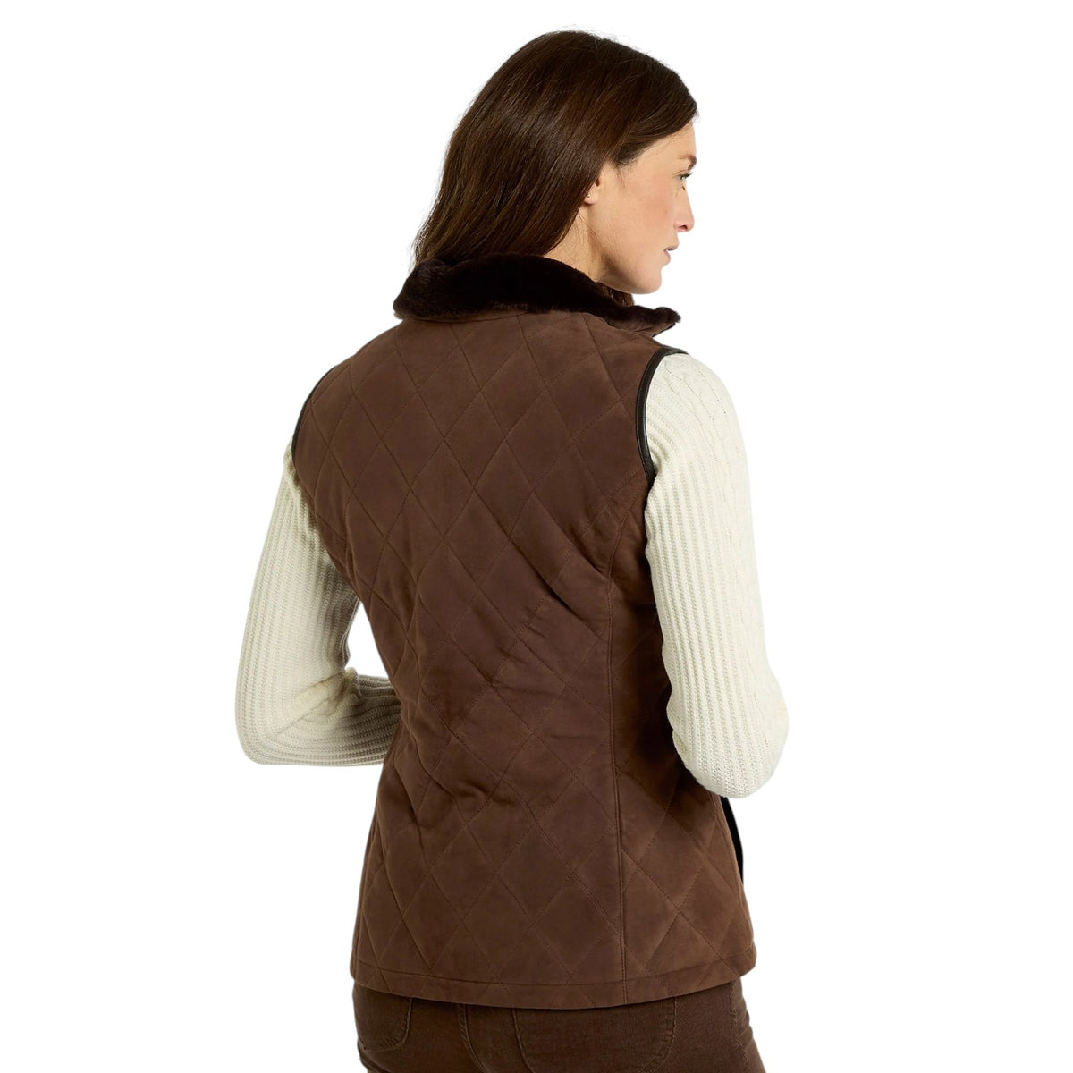 Dubarry Ballyhale Quilted Suede Gilet Walnut