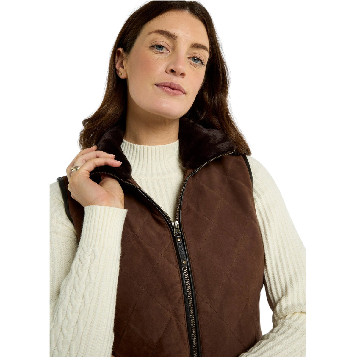 Dubarry Ballyhale Quilted Suede Gilet Walnut