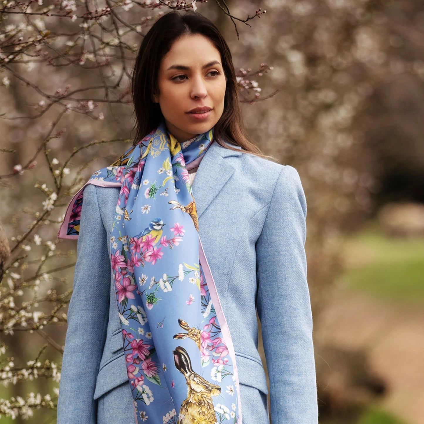Clare Haggas Oopsie Daisy Periwinkle Classic Silk Scarf