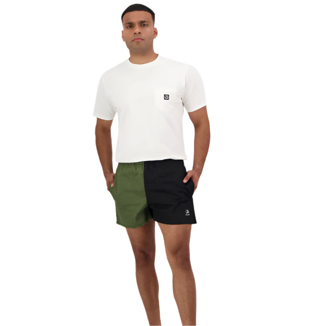 Swanndri Chequered Rugby Shorts in Olive/Black