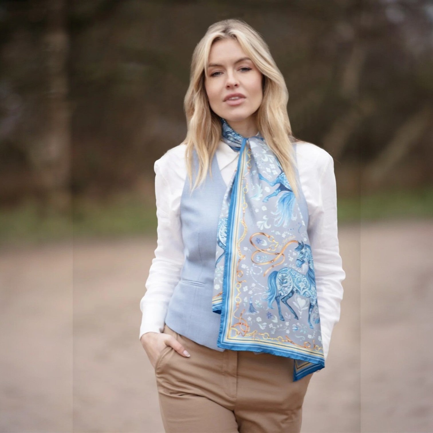 Clare Haggas Joy Ride Classic Liberty Blue Classic Silk Scarf