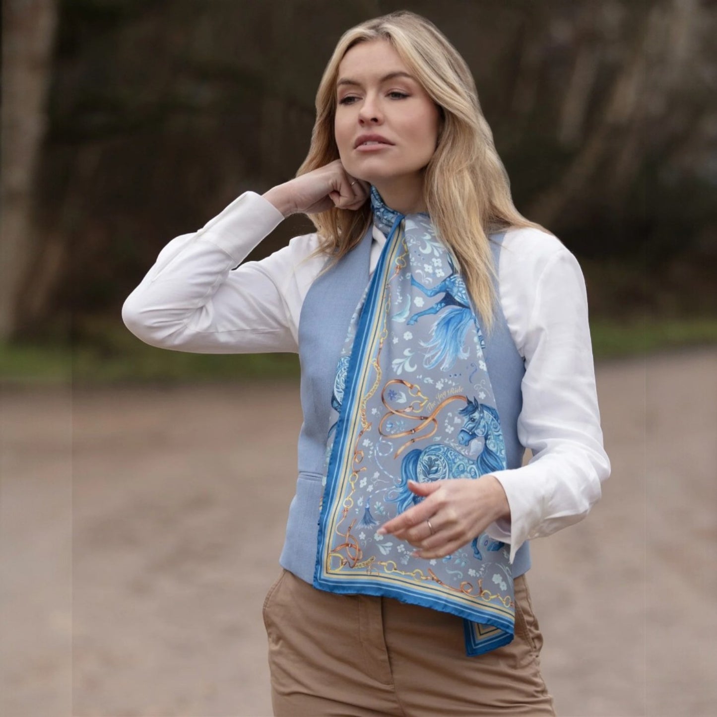 Clare Haggas Joy Ride Classic Liberty Blue Classic Silk Scarf