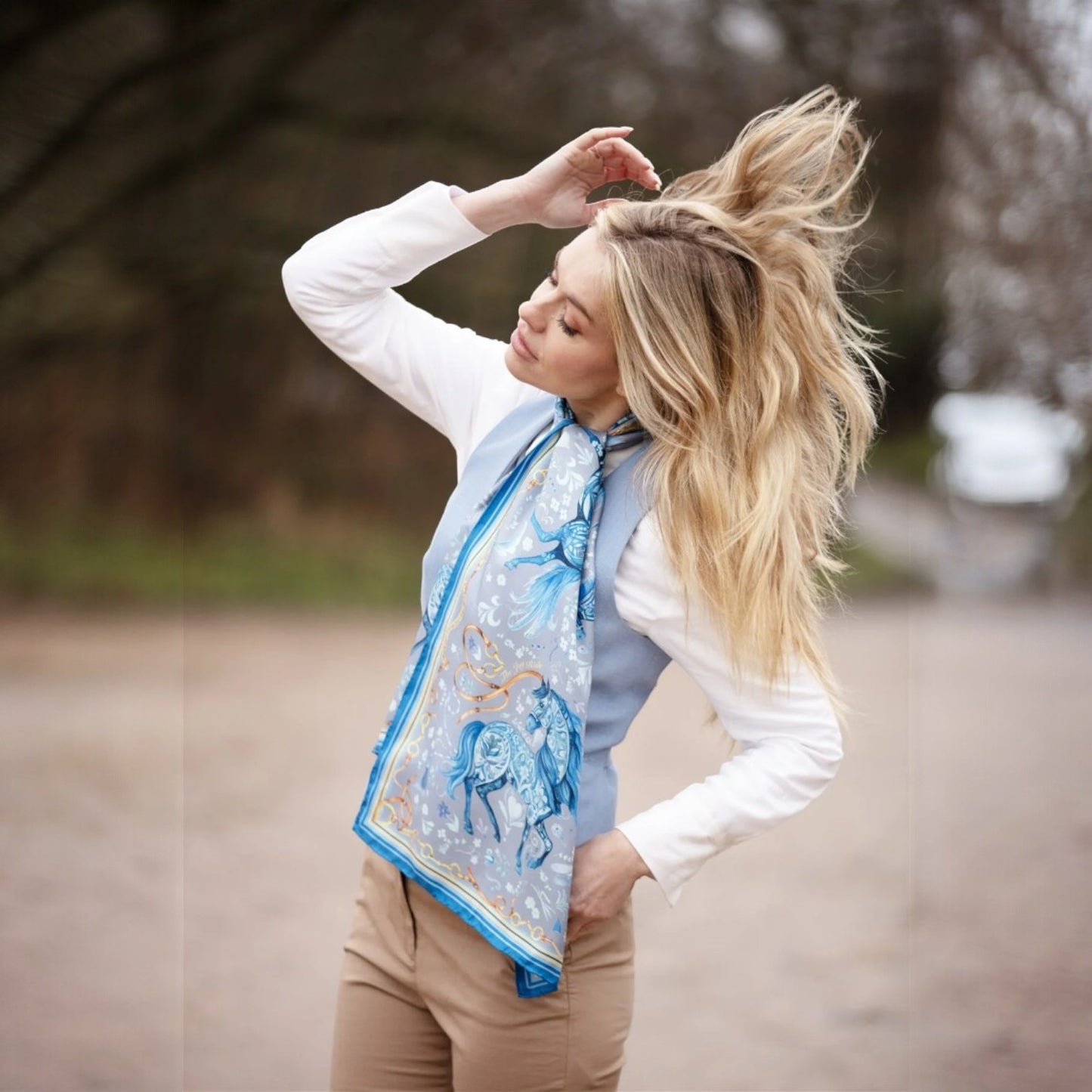 Clare Haggas Joy Ride Classic Liberty Blue Classic Silk Scarf