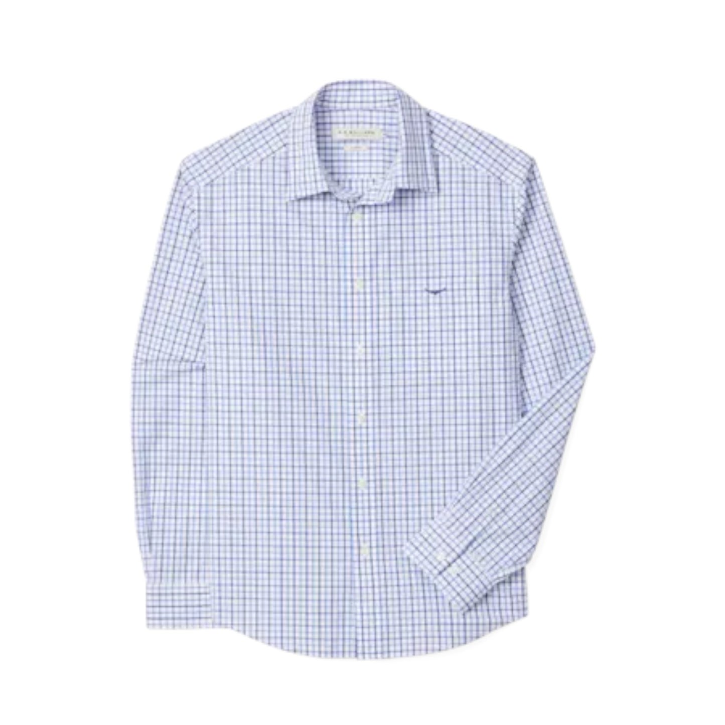 R.M. Williams Newland Poplin Check Shirt Navy