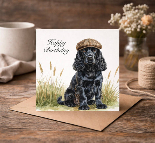 Black Cocker Spaniel Birthday Card