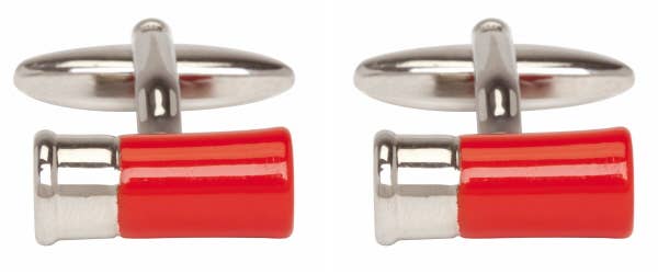 Red Gun Cartridge Rhodium Plated Cufflinks