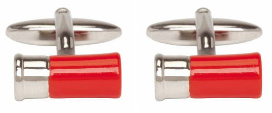 Red Gun Cartridge Rhodium Plated Cufflinks