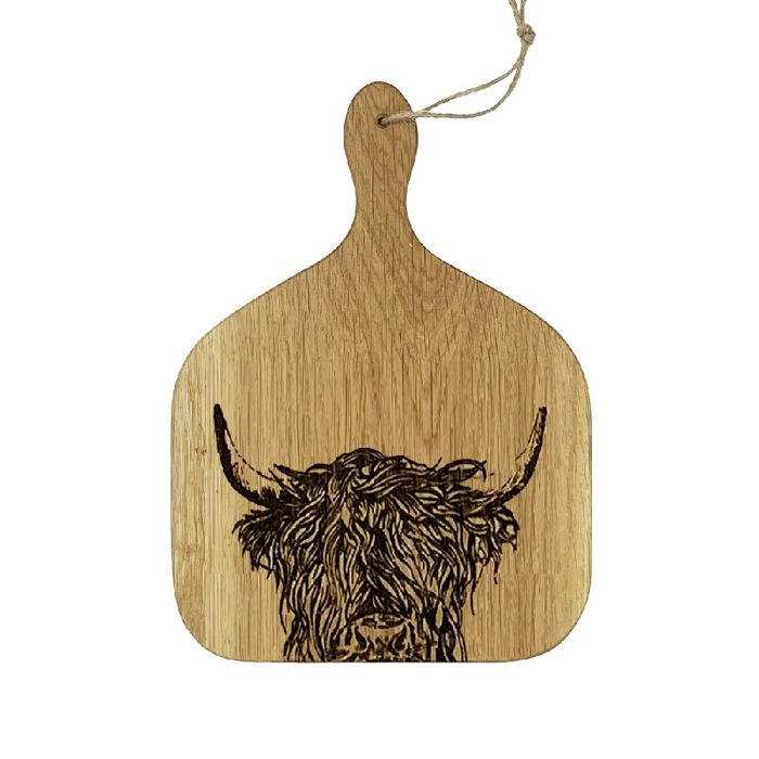 Oak Hanging Paddle - Medium - Highland Cow