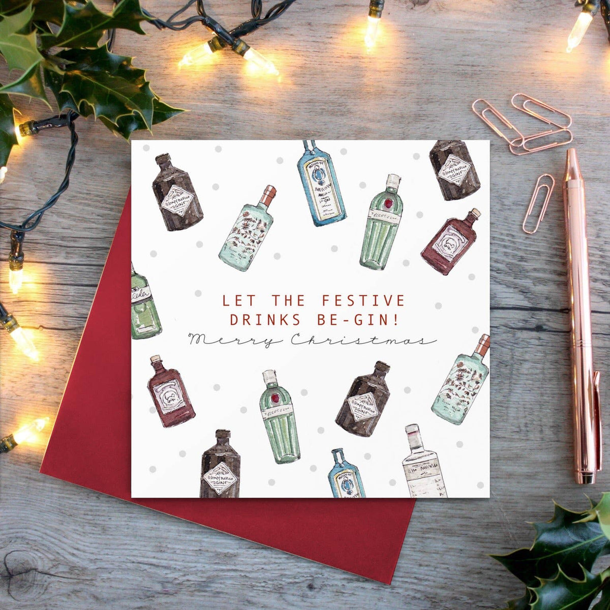 Let the Festive Drinks Be-Gin Card (Cello-Free)