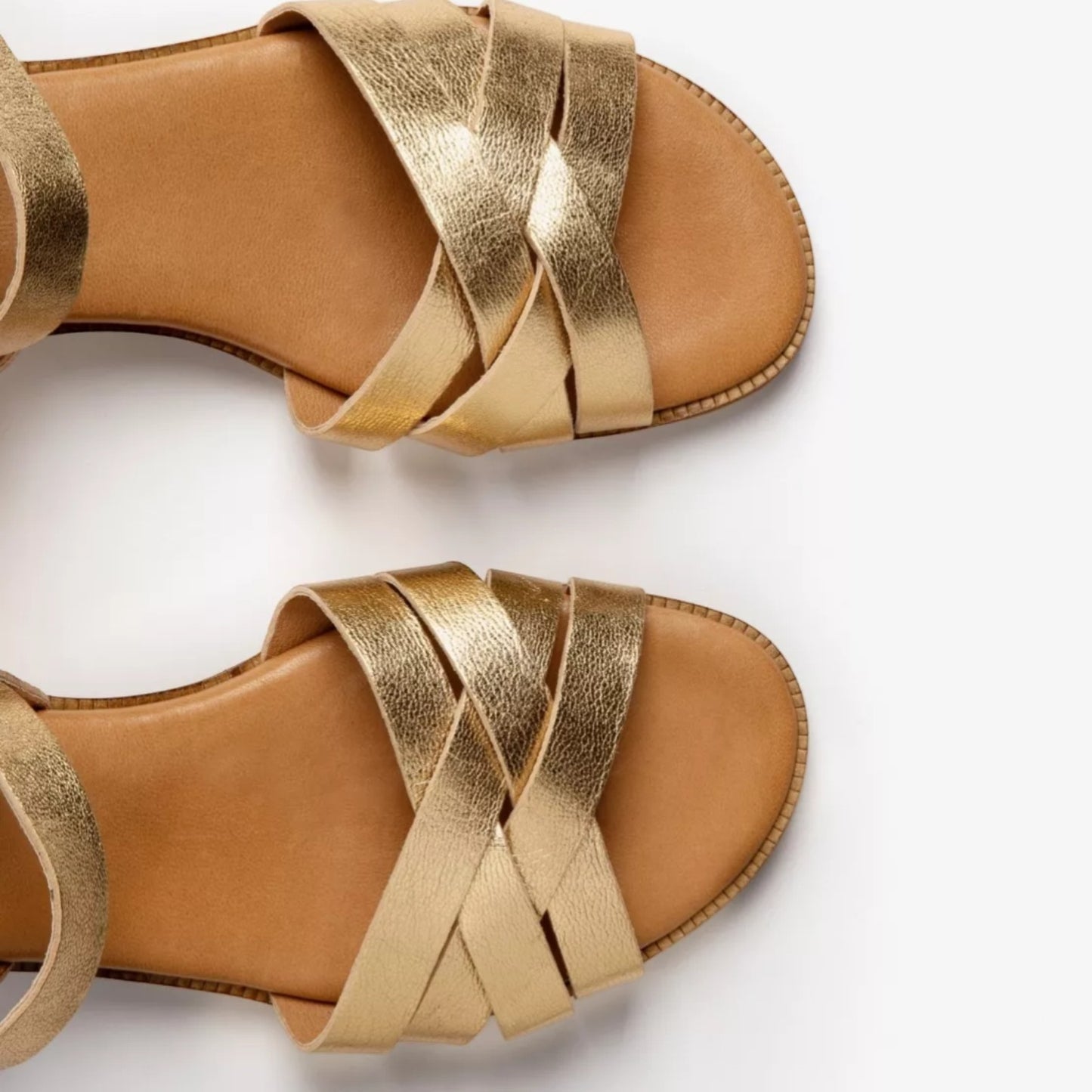 Penelope Chilvers Heeled Shepherdess Metallic Leather Sandal Gold