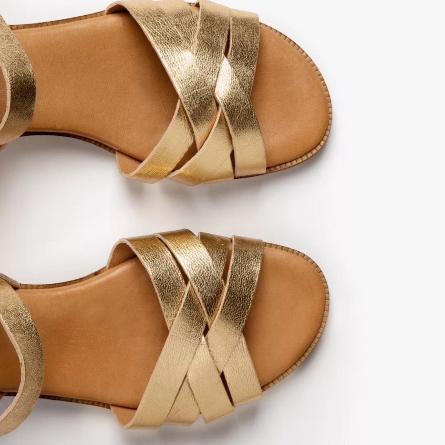 Penelope Chilvers Heeled Shepherdess Metallic Leather Sandal Gold