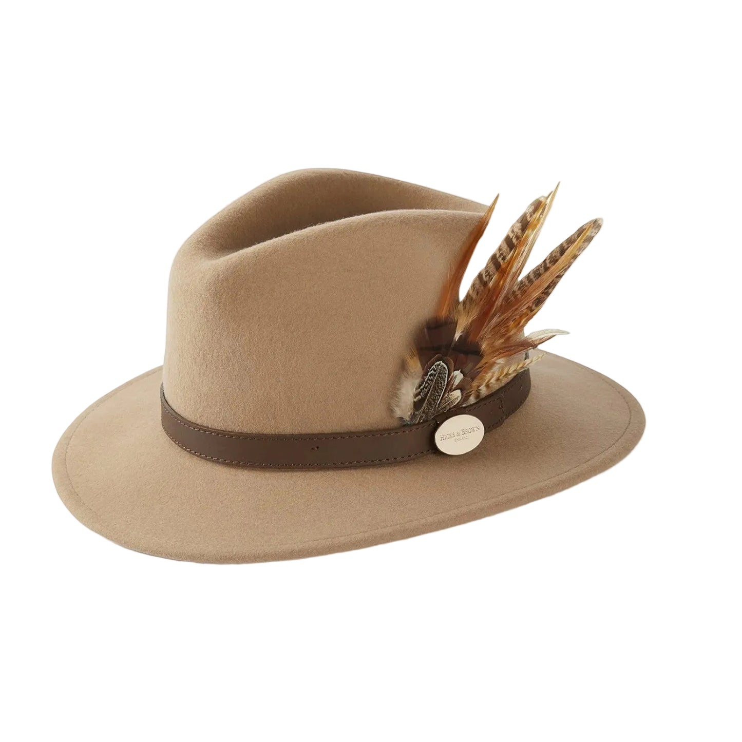 Hicks & Brown The Suffolk Fedora Camel (Bronze Feather)