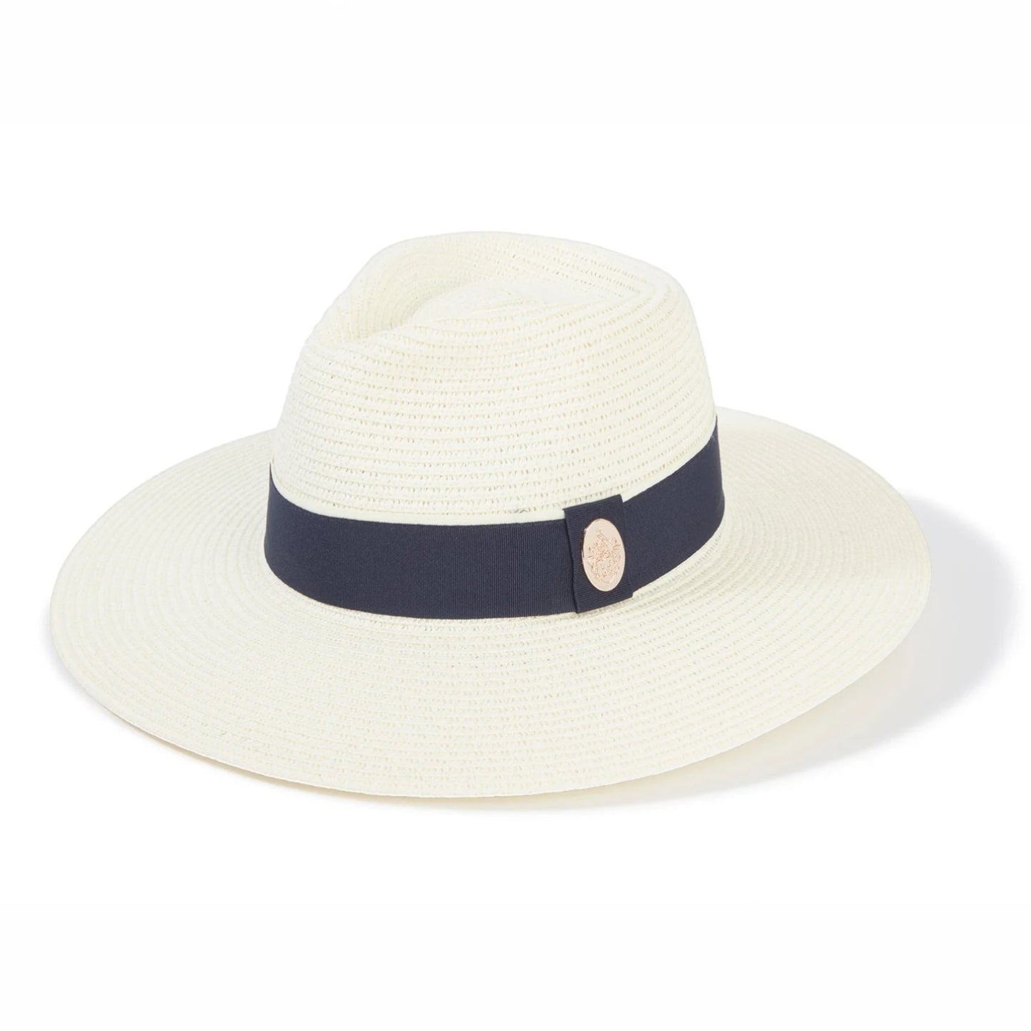 Hicks & Brown The Hemley Fedora in Cream (Navy Ribbon)