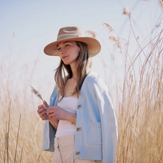 Hicks & Brown The Hemley Fedora in Natural (Fawn Ribbon)