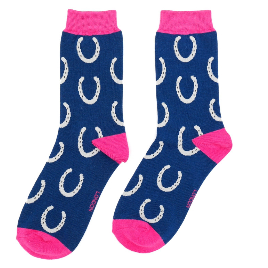 Miss Sparrow Horseshoes Socks Navy