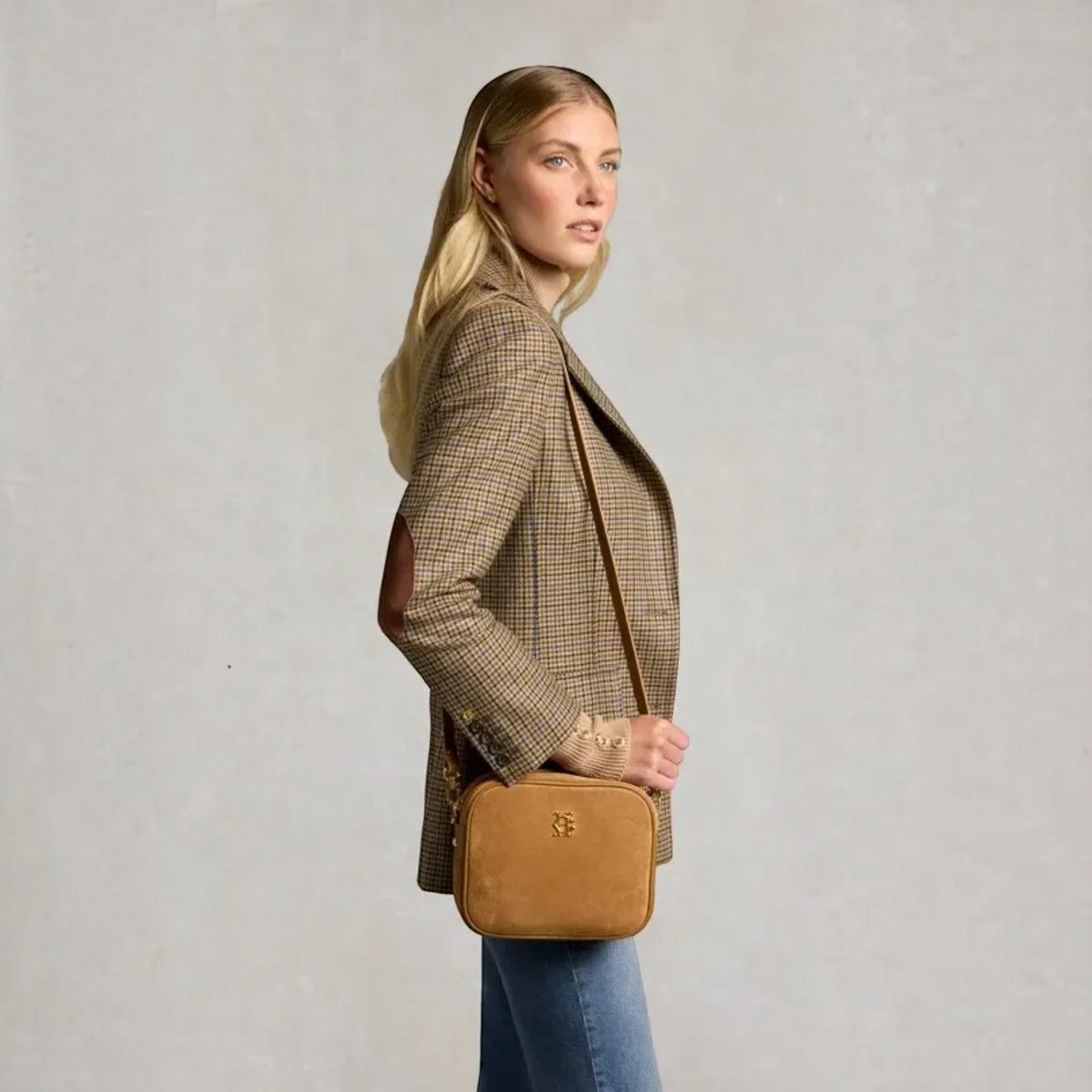 Holland Cooper Country Camera Bag Tan Suede