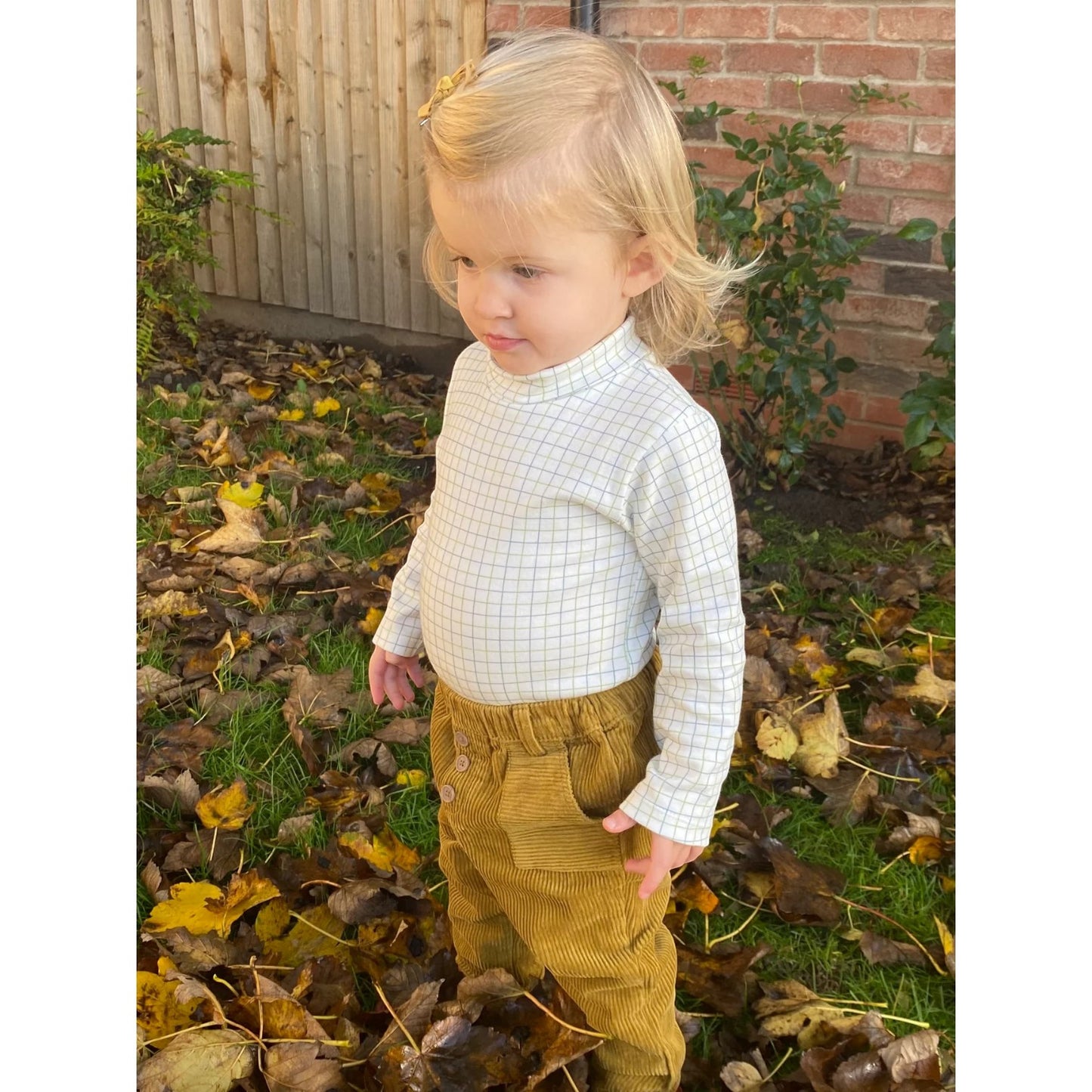 The Little Stamford Co. Tattersall Roll Neck Body Suit / Top - Green