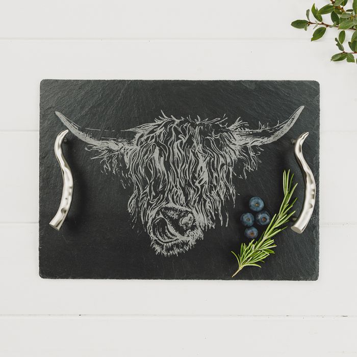 Slate Serving Tray - Medium - Highland Cow