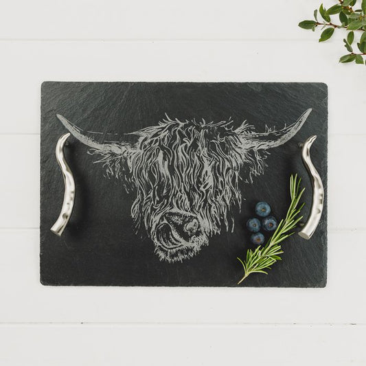 Slate Serving Tray - Medium - Highland Cow
