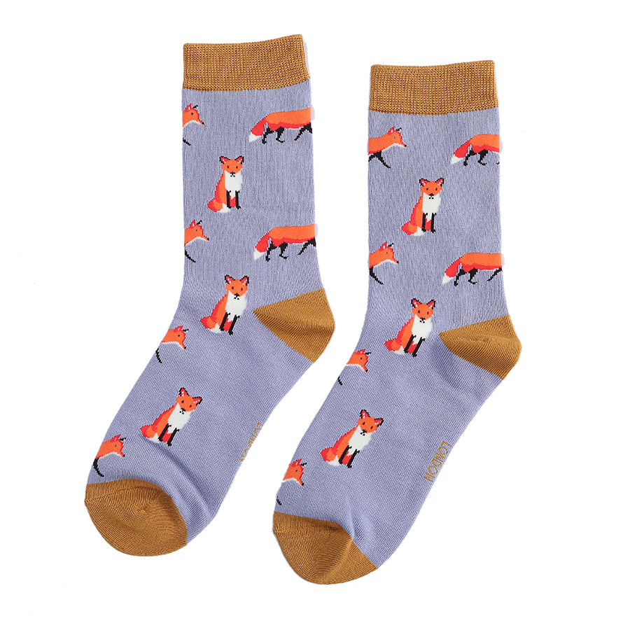 Miss Sparrow Foxes Socks Powder Blue