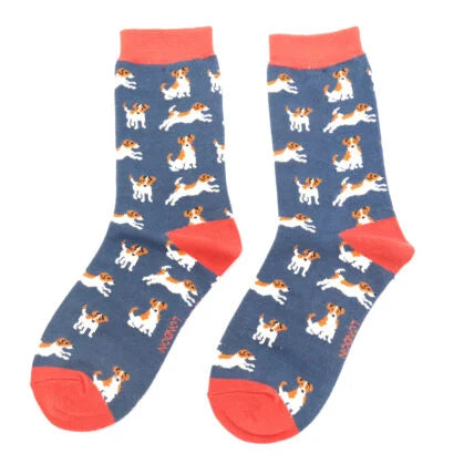 Miss Sparrow Jack Russell Socks Navy