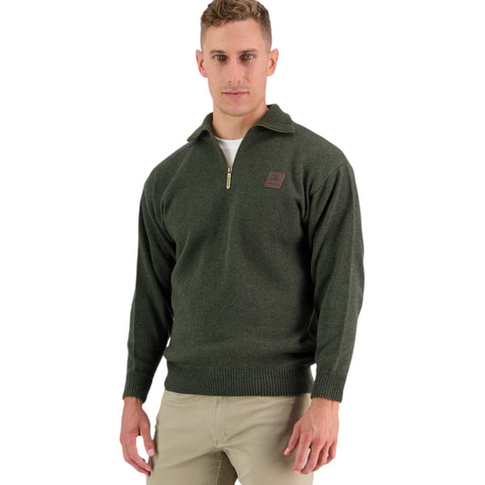 Swanndri Olive Mariner Zip Neck Sweater