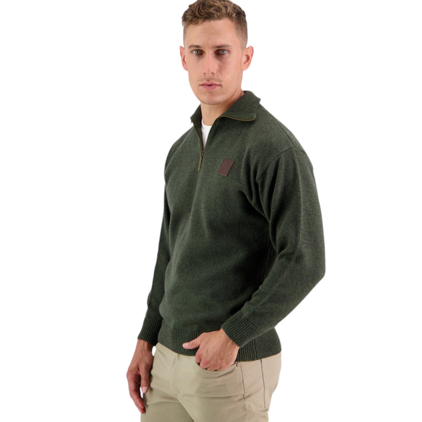 Swanndri Olive Mariner Zip Neck Sweater