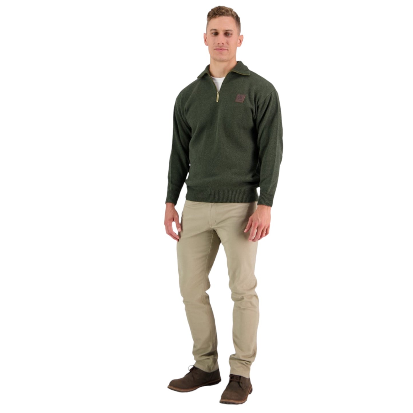 Swanndri Olive Mariner Zip Neck Sweater