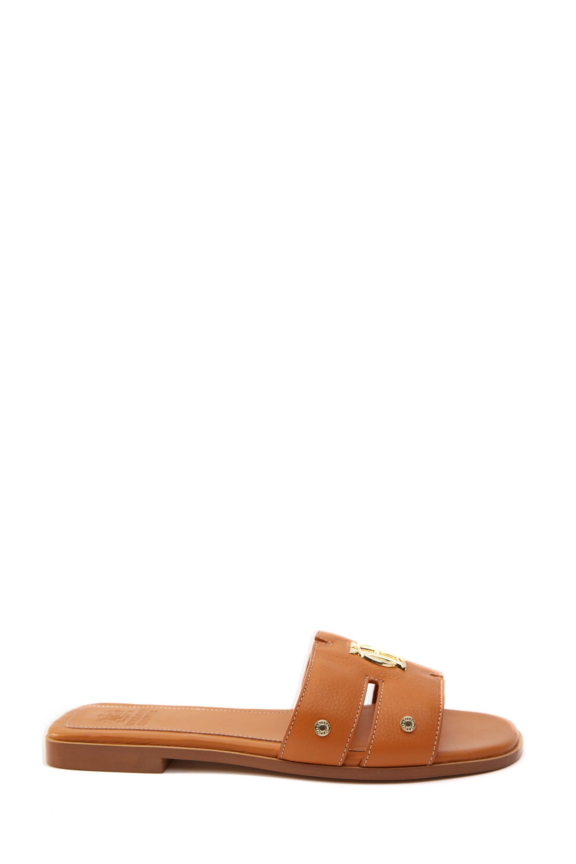 Holland Cooper Monogram Slides Tan Leather