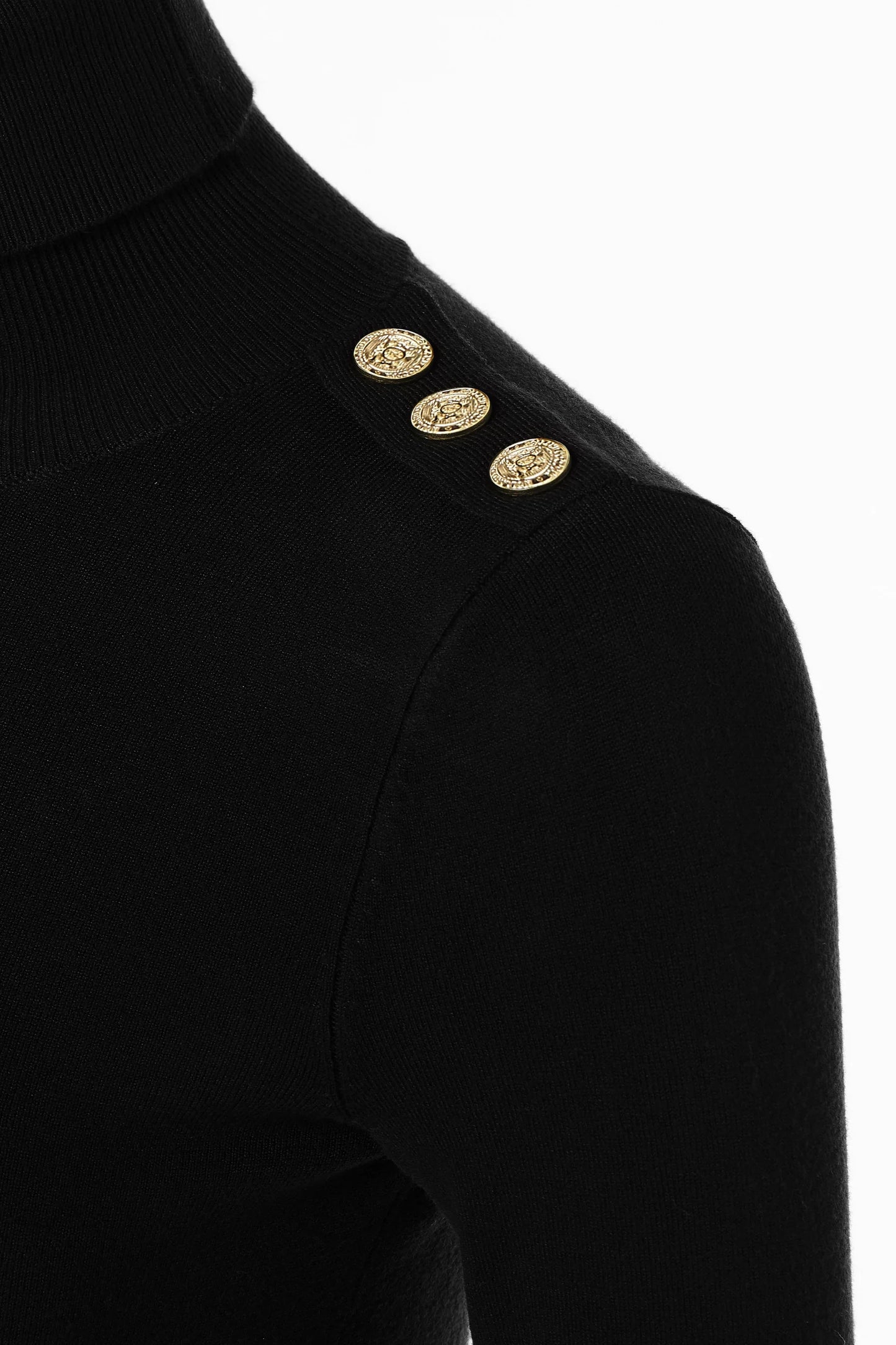 Holland Cooper Buttoned Knit Roll Neck Black