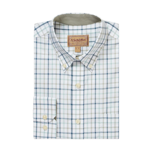 Schoffel Holkham Classic Shirt Deep Ocean Blue/Agave Green