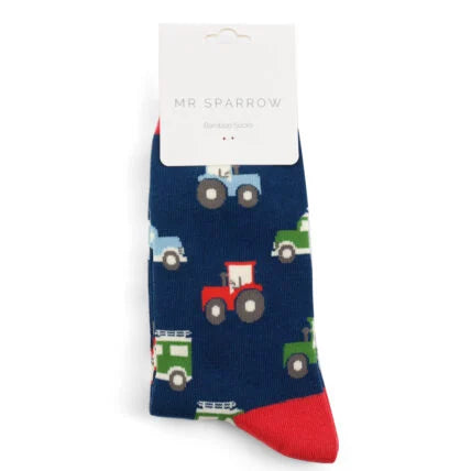 Mr Sparrow On The Farm Navy Sock