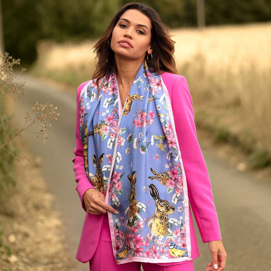 Clare Haggas Oopsie Daisy Periwinkle Classic Silk Scarf